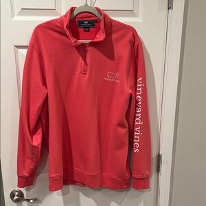 Vineyard Vines Men's Coral 1/4 Zip-Up Sweatshirt